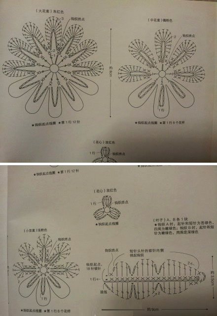 钩针编织方法 牡丹花钩针编织方法图解