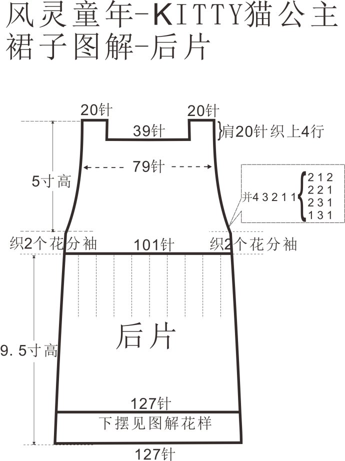 钩针编织-Kitty猫风灵童年公主裙的编织方法(完结)新