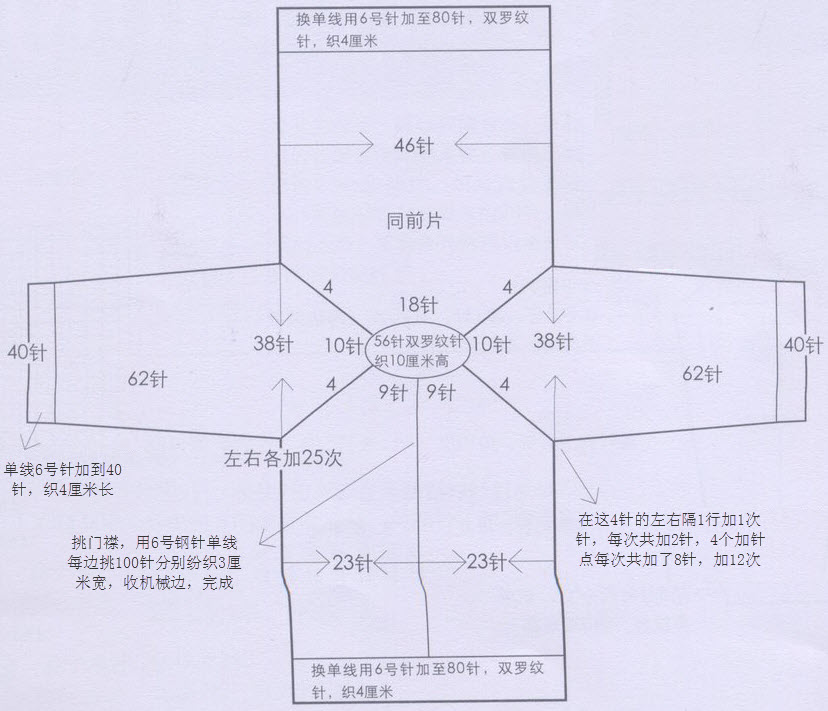 马海毛棒针毛衣外套小猎装编织图解