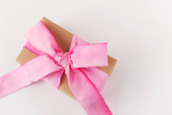 pink ombre ribbon gift packaging for valentine's day