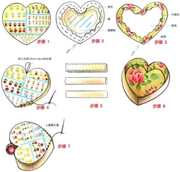 实用布艺手工教程 爱の心形盒首饰盒手工制作方法图解